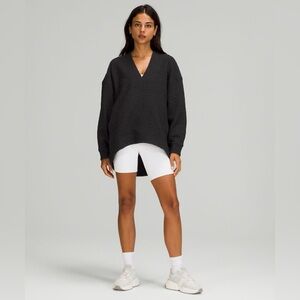 Lululemon Rippled V-Neck Pullover Black Size 10 Oversized Yoga Gym Workout Comfy